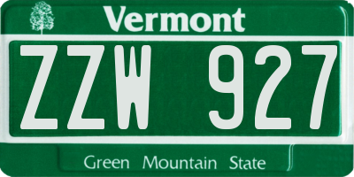 VT license plate ZZW927