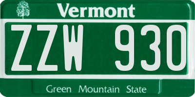 VT license plate ZZW930