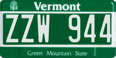 VT license plate ZZW944