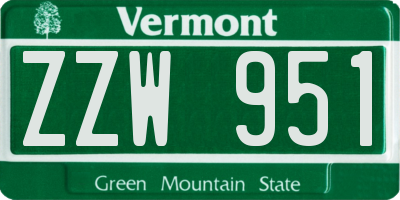 VT license plate ZZW951