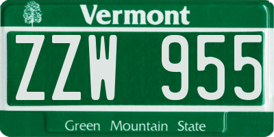 VT license plate ZZW955