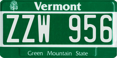 VT license plate ZZW956