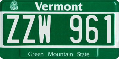 VT license plate ZZW961