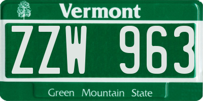 VT license plate ZZW963