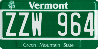 VT license plate ZZW964