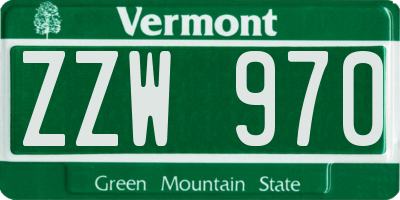 VT license plate ZZW970