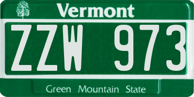 VT license plate ZZW973