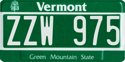 VT license plate ZZW975