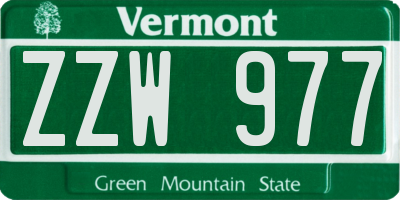 VT license plate ZZW977