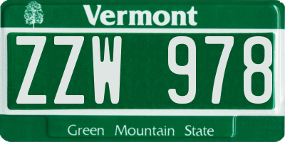VT license plate ZZW978