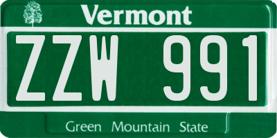 VT license plate ZZW991