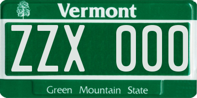 VT license plate ZZX000