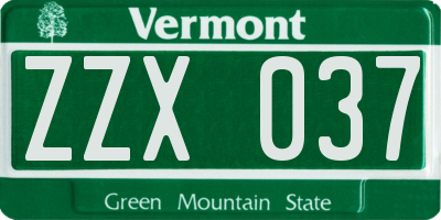 VT license plate ZZX037