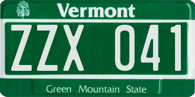 VT license plate ZZX041