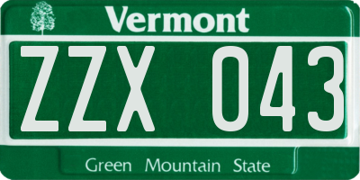 VT license plate ZZX043