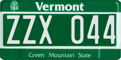 VT license plate ZZX044
