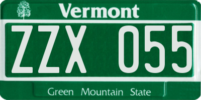 VT license plate ZZX055