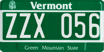 VT license plate ZZX056