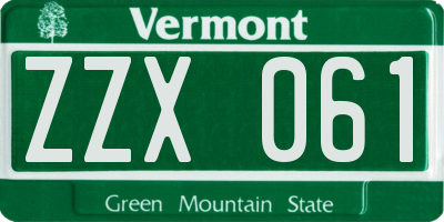 VT license plate ZZX061