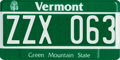 VT license plate ZZX063
