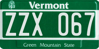 VT license plate ZZX067