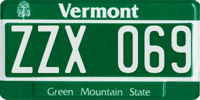 VT license plate ZZX069