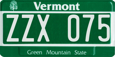 VT license plate ZZX075