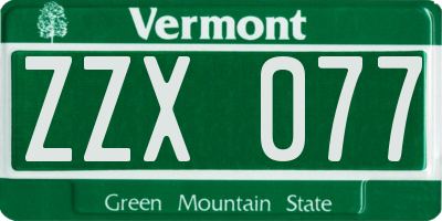 VT license plate ZZX077