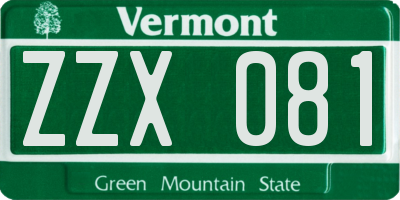 VT license plate ZZX081