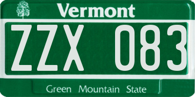 VT license plate ZZX083