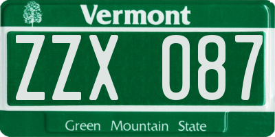 VT license plate ZZX087