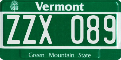 VT license plate ZZX089
