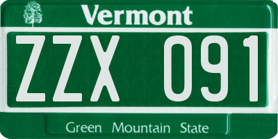 VT license plate ZZX091