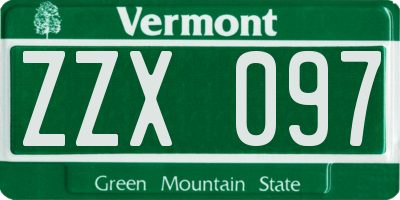 VT license plate ZZX097