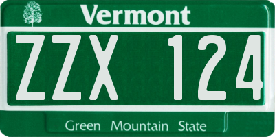 VT license plate ZZX124