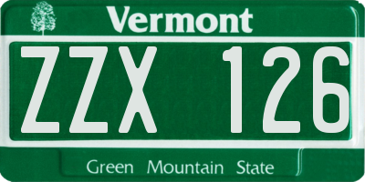 VT license plate ZZX126