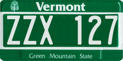 VT license plate ZZX127
