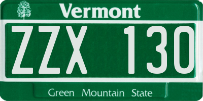 VT license plate ZZX130