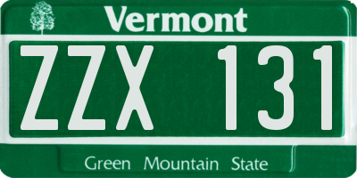 VT license plate ZZX131