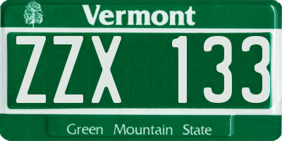 VT license plate ZZX133