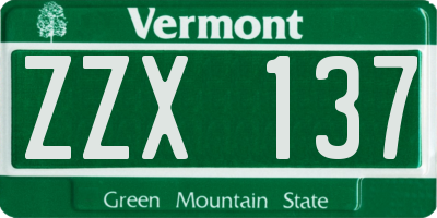 VT license plate ZZX137