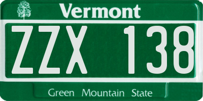 VT license plate ZZX138