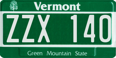 VT license plate ZZX140