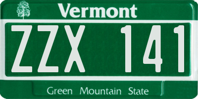 VT license plate ZZX141