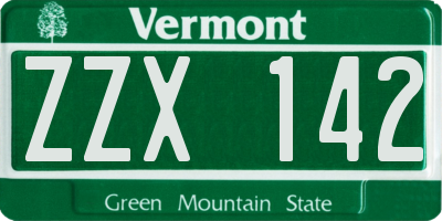 VT license plate ZZX142