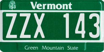 VT license plate ZZX143