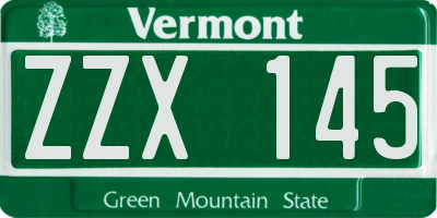 VT license plate ZZX145
