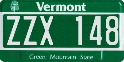 VT license plate ZZX148