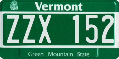 VT license plate ZZX152