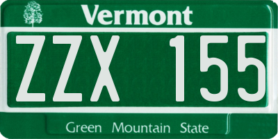 VT license plate ZZX155